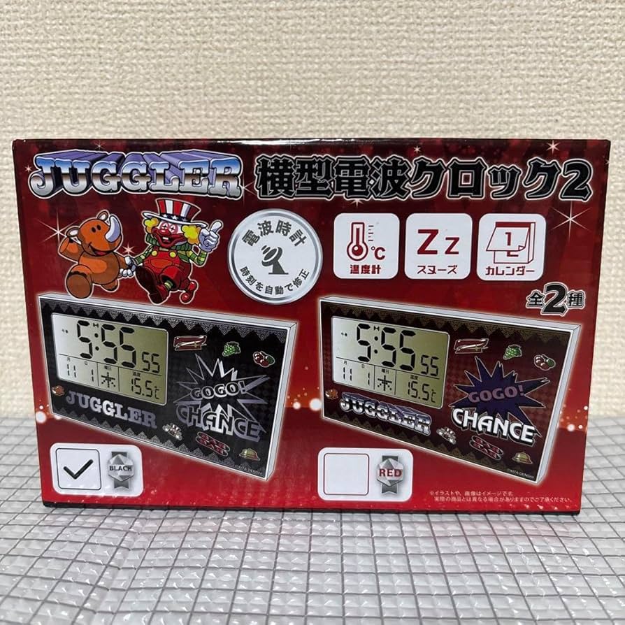 ジャグラー時計 Amazon.co.jp: ジャグラー 電波クロック レッド 置き時計 温度計